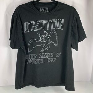 Led Zeppelin United States Of America 1977 Shirt Black Short Sleeve Men's XL